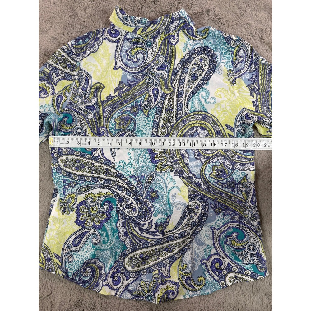 Chico's No Iron Paisley Print Button Front Down Shirt Women Size‎ M Career Chic - Picture 5 of 9
